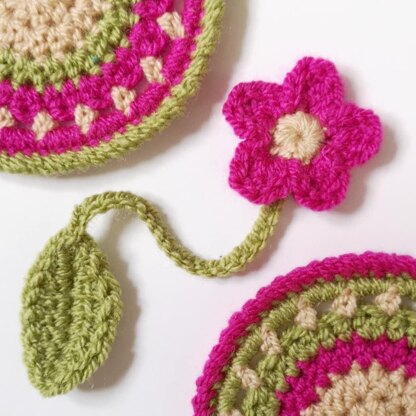 Flower Bookmark and Circular Coaster Set