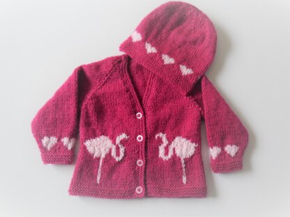 Flamingo and Hearts Baby Outfit