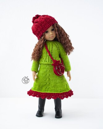 Pomegranate outfit for 13" dol