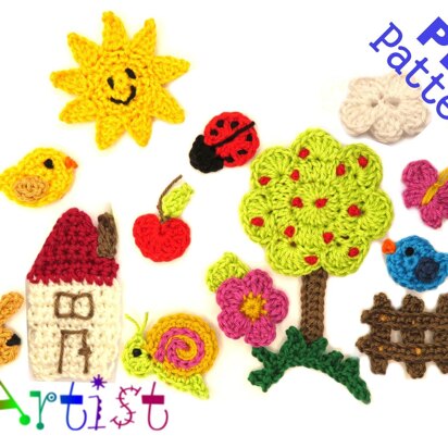 Tree set 02 Crochet Applique