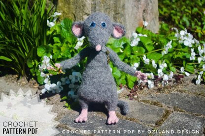 Crochet Pattern Macaroni the rat aninal Amigurumi toy