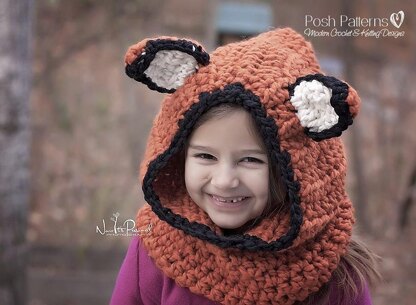 Little Fox Hooded Cowl Crochet Pattern 255