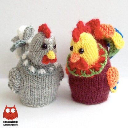 187 Egg cozy Hen and Cockerel with an egg