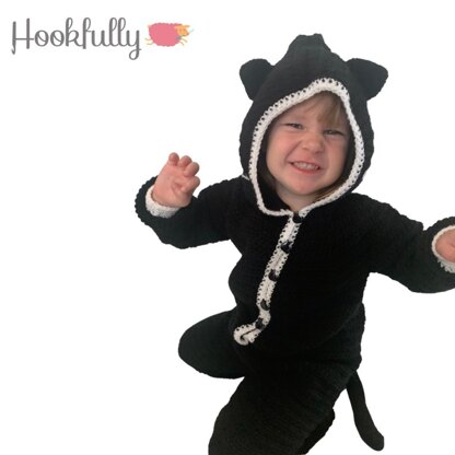 Black cat kids onesie costume