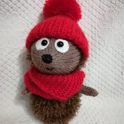 Knit Hedgehog in a red hat