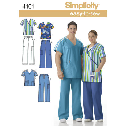 Simplicity Women's & Men's Plus Size Scrubs 4101 - Sewing Pattern
