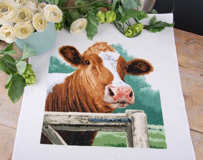Lanarte Counted Cross Stitch Kit Wondering Cow Cross Stitch Kit - 35cm X 35cm/14in X 14in
