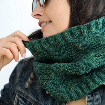 Greenland cable knit cowl scarf