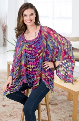Light & Lacy Poncho in Red Heart Heart & Sole - LW3312