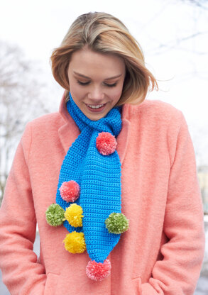 Pom Pom Scarf in Caron Simply Soft and Simply Soft Brites - Downloadable PDF