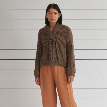 Katie Shawl Collar Sweater -  Knitting Pattern for Women in Debbie Bliss Saphia