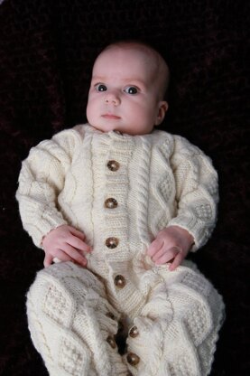 Baby Aran Bodysuit, Hat & Booties