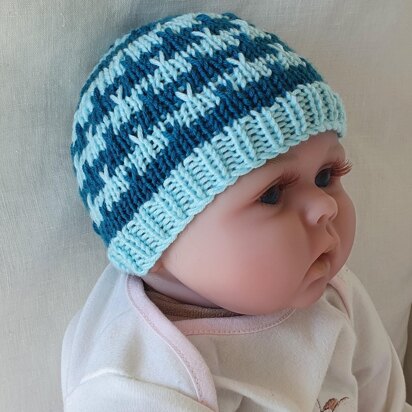 Amity - Babies two colour slip stitch beanie