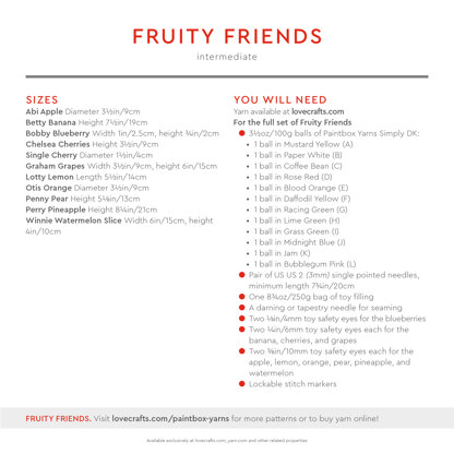 Paintbox Yarns Fruity Friends PDF (Free)