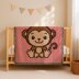 C2C Cute Monkey Blanket Mauve Baby Throw Graphgan Crochet PATTERN