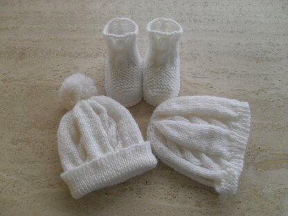 Baby Booties And Bonnet, Hat