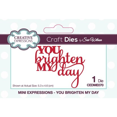 Creative Expressions Sue Wilson Mini Expressions You Brighten My Day Craft Die