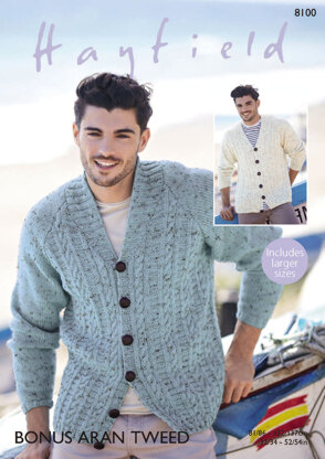 Cardigans in Hayfield Bonus Aran Tweed - 8100 - Downloadable PDF