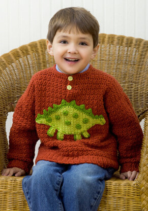 Boy’s Dino Sweater in Red Heart Designer Sport - WR1779 - Downloadable PDF