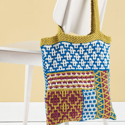 Slip Stitch Mosaic Tote in Lion Brand Kitchen Cotton - L20288 - knitting pattern