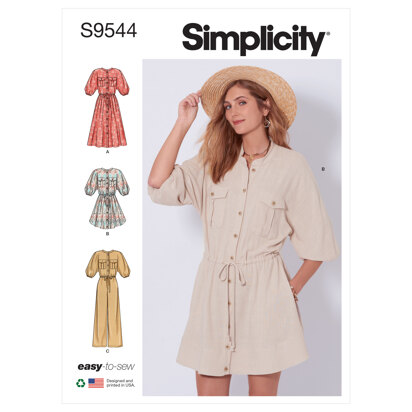 S9041, Simplicity Sewing Pattern Misses' Dresses In Three Lengths with  Sleeve Variations