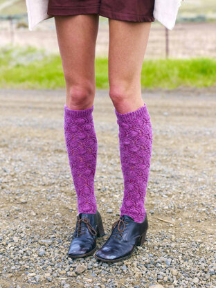 Snowflake Lace Knee Highs in Imperial Yarn Tracie Too - PC02 