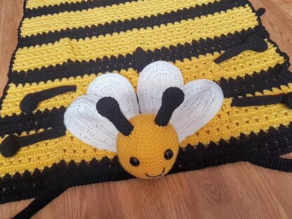 3in1 Happy Bee Folding Baby Blanket Toy Lovey