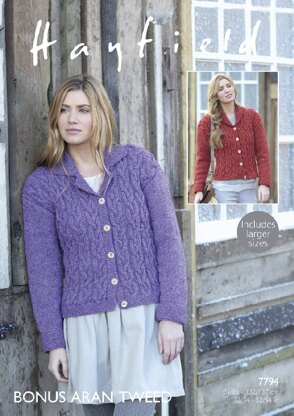 Jackets in Hayfield Bonus Aran Tweed with Wool - 7794- Downloadable PDF
