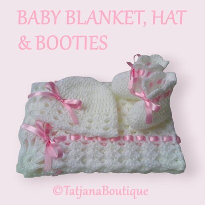 Baby Blanket, Hat and Booties