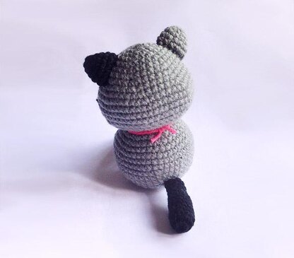 Grey Cat with Bell Crochet Amigurumi