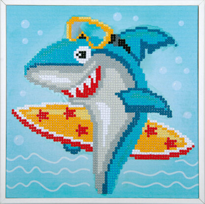 Vervaco Diamond Painting Kit Surfing Shark Diamond Painting Kit