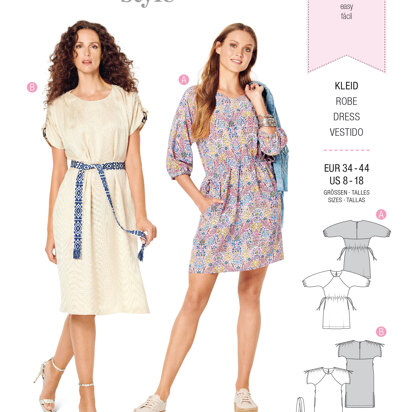 Burda Style Misses' Casual Dress with Raglan Sleeves – Drawstring Waist B6206 - Paper Pattern, Size 8-18
