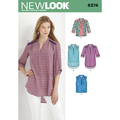 New Look Misses' Shirts with Sleeve and Length Options 6374 - Paper Pattern, Size A (10-12-14-16-18-20-22)
