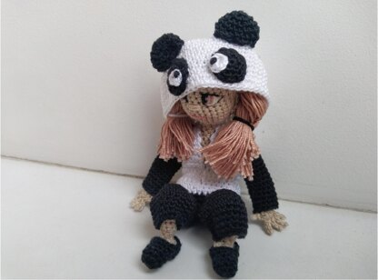 Doll is wearing a panda hoodie