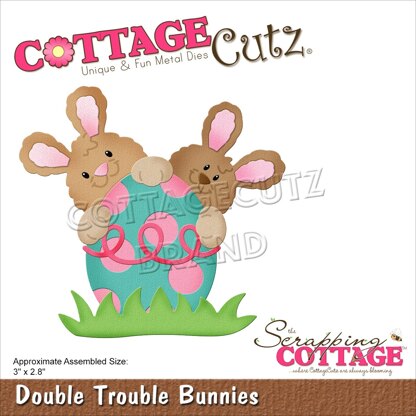 CottageCutz Dies - Double Trouble Bunnies 3"X2.8"