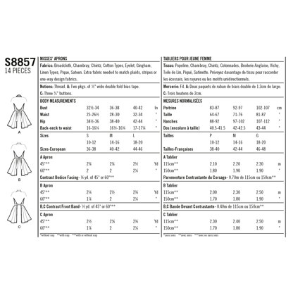 Simplicity S8857 Misses Aprons - Paper Pattern, Size A (S-M-L)