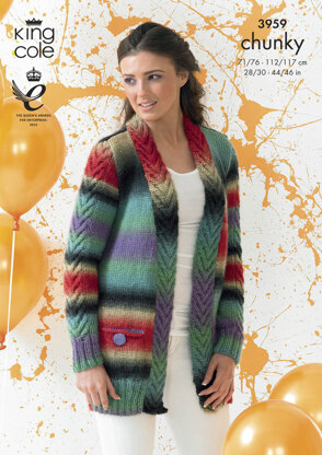 Cardigan and Waistcoat in King Cole Riot Chunky - 3959