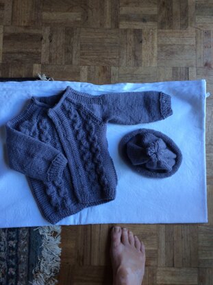 Childs cable cardigan.