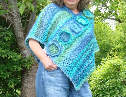 Ocean Flowers Poncho