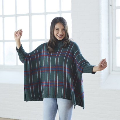 861 Tulloch Tartan - Poncho Knitting Pattern for Women in Valley Yarns Northfield