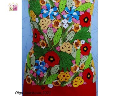 Bright lace blouse with poppies