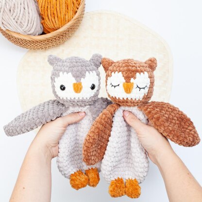 Crochet owl snuggler pattern, Owl lovey