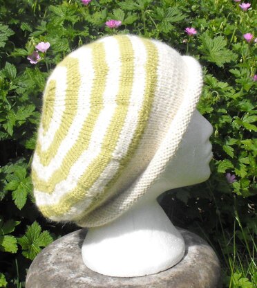 STRIPEY ROLL BRIM TAM SLOUCH KNITTING PATTERN - MADMONKEYKNITS