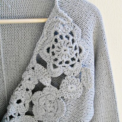 Silk knitted jacket with crochet embellishments