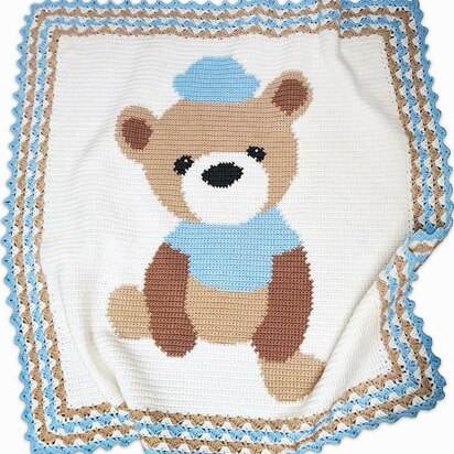 Crochet Baby Blanket - Sailor Bear