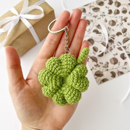 Clover crochet keychain amigurumi pattern Crochet bag charm pattern Crochet car mirror hanging