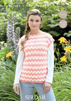 Women's Top in Sirdar Wash 'n' Wear Double Crepe DK - 7222 - Downloadable PDF