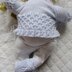 Knitting pattern baby cardigan, headband and Mary Jane shoes