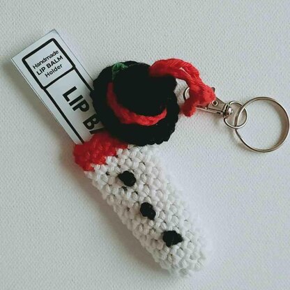 Snowman Lip Balm Cozy Keychain