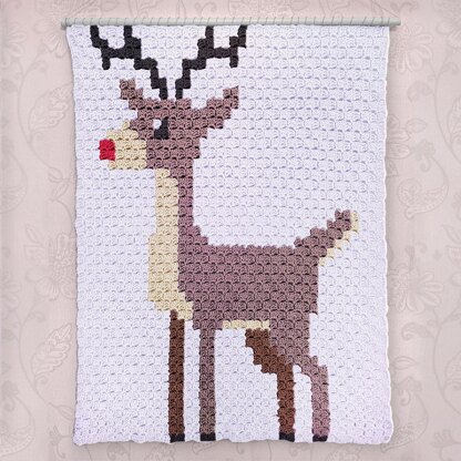 C2C - Red Nosed Reindeer - Corner to Corner Blanket